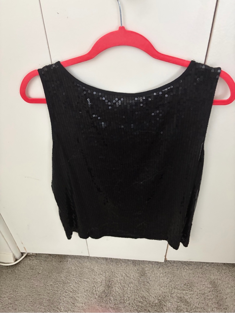 Ruby Rd. Black Sequin Ribbed Tank Sz L - Picture 2 of 4